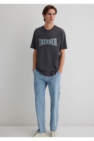 Mavi Dreamer Printed Anthracite T-Shirt Loose Fit / Loose Relaxed Cut 0612807-80955