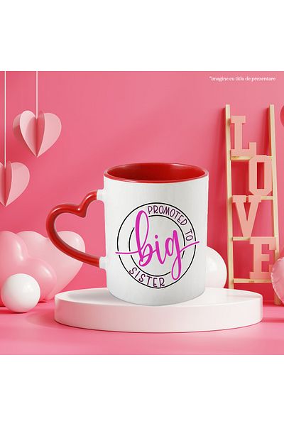 StoryGift Romania Mug With Text in English Promoted to Big Sister, Sister, Family, Ceramic, 330ml, c, With, STG.