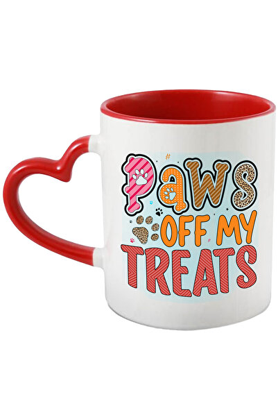 StoryGift Romania Cana cu mesajul "Paws off my Treats", caine, animal de companie, ilustratie, lab, Cu Maner Inim