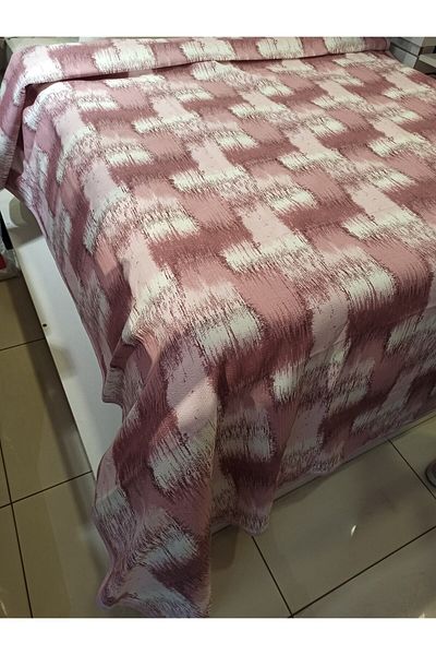 ŞENER HOME Patchwork Pattern Printed 200x240 CmDouble (BATTAL) Single Pike - Dried Rose