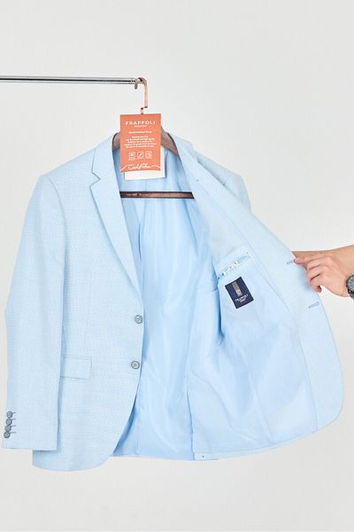 Frappoli Ανδρικό λινό Dante Ice Blue Mixed Slim Fit Summer Sports Blazer Jacket (Μεγάλο μέγεθος - Oversize)