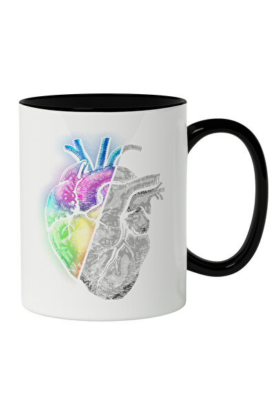 StoryGift Romania Cana Cu Inima Reala Taiat In Doua, Multicolor Alb Gri, Orga...