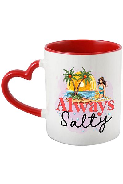 StoryGift Romania Mug with the message "Always salty", summer, vacation, relaxation, holiday, illustration, m, With, STG