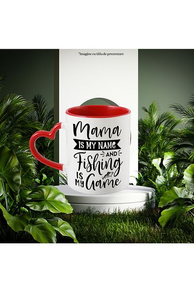 StoryGift Romania Mug for mothers who are very passionate about fishing - over the lake with M, Cu, STG.