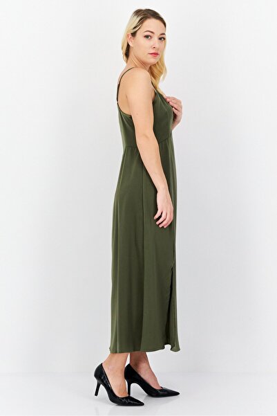 French Connection Women Solid Midi Casual Dress, Olive