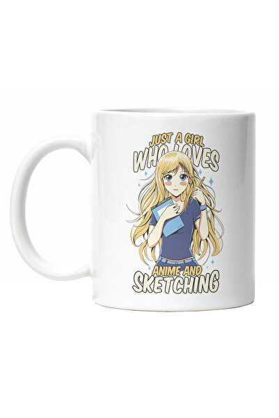 StoryGift Romania Cana Cu Personaj Fata Blonda anime Cu Un Caiet In mana, Tex...