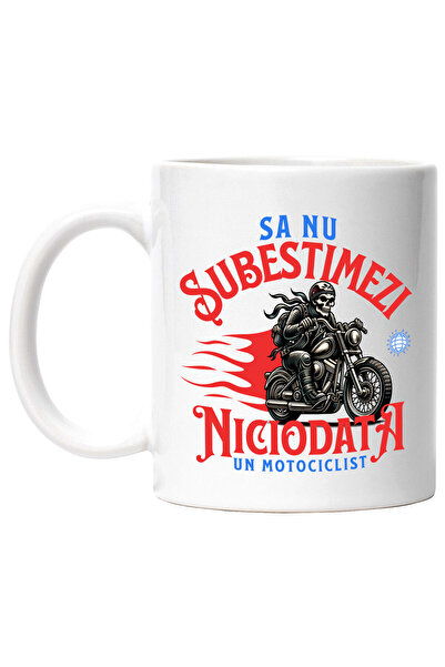 StoryGift Romania Cana cu Schelete Horror Pe Motocicleta vintige Clasica Pasiune Iubire Mesaj Sa N, Cu Maner Alb