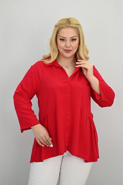 Koza Butik Women's Large Size Ruffle Detailed Shirt 1720-25-1