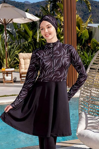 Mayom Quick Dry Patterned Tights Lycra Hijab Swimsuit 2510