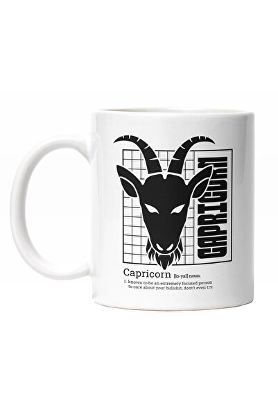 StoryGift Romania Cana Cu Semn Zodiac Capricorn, Simbol, Mituri, Capricorn, Animal Cu Coarne Negr, Cu Maner Alb
