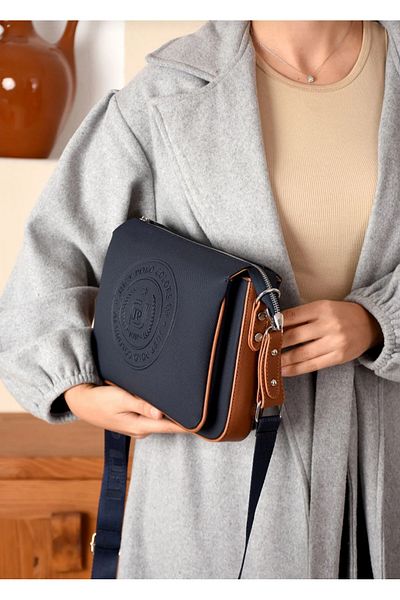 6 Compartment Textured Fabric Women's Cross Shoulder Bag - Size 27×20cm