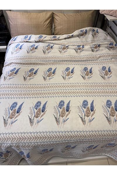 ŞENER HOME Ekin Pattern Printed 200X240 Cm. Double (Battal) Single Pike - Blue