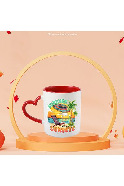 StoryGift Romania Mug with the message "Forever chasing sunsets", summer, vacation, relaxation, holiday, il, With ,STG