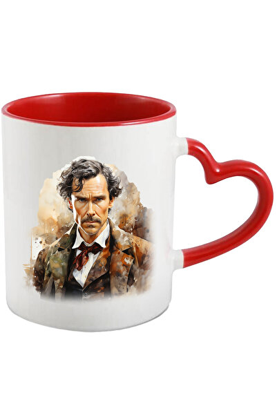 StoryGift Romania Cana Cu Sherlock Holmes, Personaj Fictiv, Detectiv, Filme, Multicolor 330 ml, Ce, Cu Maner Inim