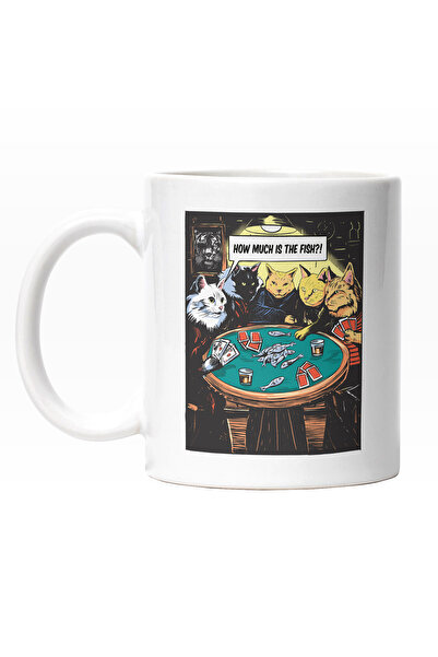 StoryGift Romania Cana Cu Pisici Si Motani Jucand Poker Pe Peste, Mesaj In Engleza How Much Is Th, Cu Maner Alb