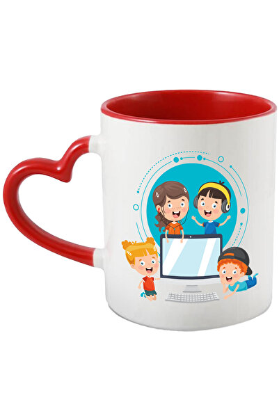 StoryGift Romania Cana Cu Calculator, Monitor, Tastatura, Casti, Cerc, Buline...