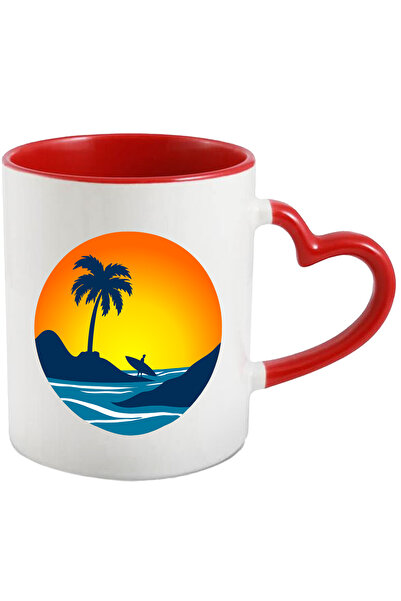 StoryGift Romania Cana Cu Placa De Surf, Apus, Insula, Ocean, Multicolor 330 ...