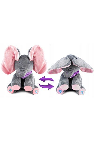 zola Interactive plush elephant, Cucu-Bau, sings and moves its ears, English, 30 x 30 x 25 cm, pink