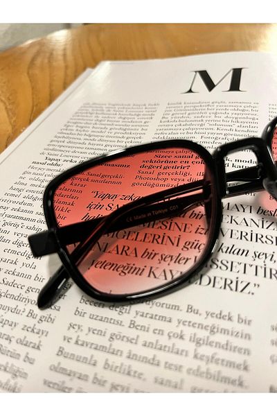 Melinora Solara Black Framed New Season Sunglasses with Dusty Rose Lenses