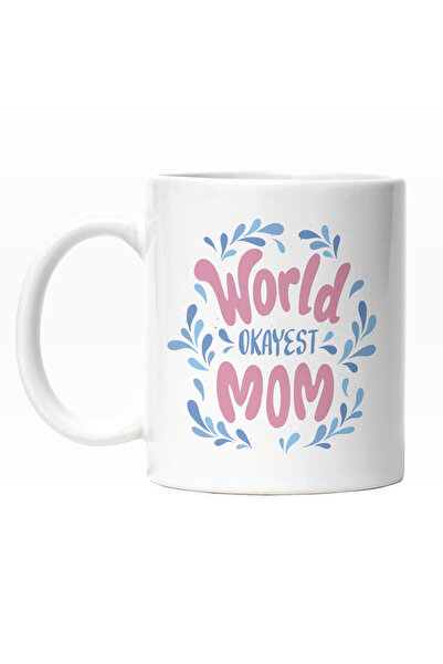 StoryGift Romania Cana Cu Mesaj In Engleza World Okayest Mom, Cea mia Buna Mama Din Lume, Ziua Ma, Cu Maner Alb