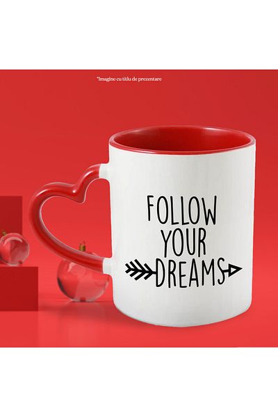 StoryGift Romania Mug With An Arrow And The Message "Follow Your Dreams" - Follow Your Dreams With Handle, With ,stg