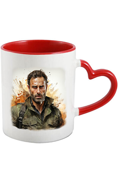 StoryGift Romania Cana Cu Rick Grimes, Personaj Fictiv, TWD, Zombie, Serial TV, Multicolor 330 ml,, Cu Maner Inim