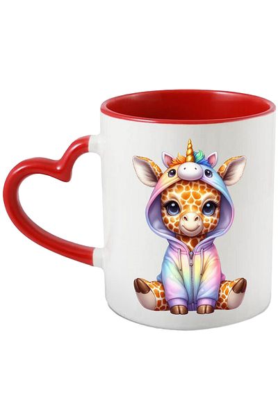 StoryGift Romania Mug with a little giraffe in a unicorn costume, illustration, cheerful, playful, , With ,STG