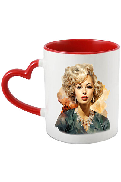 StoryGift Romania Cana Cu Marilyn Monroe, Actrita Celebra, Iubitori De Film, Multicolor 330 ml, Ce, Cu Maner Inim