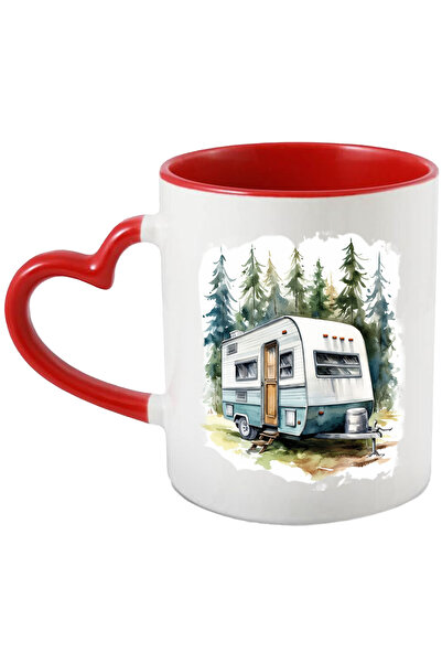 StoryGift Romania Cana Cu Peisaj: Padure, Rulota, Brazi, Watercolor, Camping,...