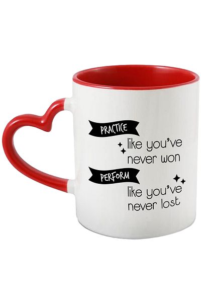 StoryGift Romania Cana Cu Mesaj Motivational In Engleza, Exercitiu, Executa, Castig, Pierdere, Al, Cu Maner Inim