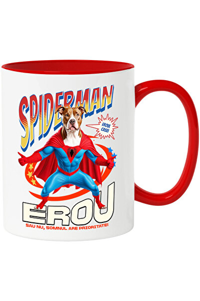 StoryGift Romania Cana cu PITBULL Caine In Costum de SpiderMan cu Pelerina, E...