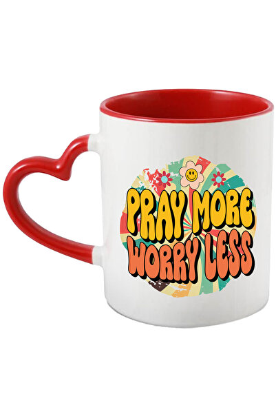 StoryGift Romania Cana cu mesajul "Pray more, worry less", stilul hippie, cul...