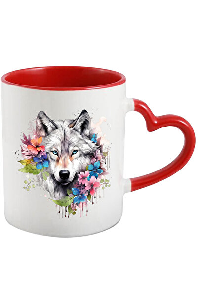 StoryGift Romania Cana cu un lup vesel | ilustratie | flori | arta abstracta....