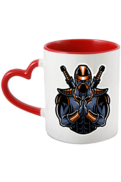 StoryGift Romania Cana Cu Ninja, Sabie, Luptator, Armura, Multicolor 330 ml, Ceramica cu Maner Ini, Cu Maner Inim