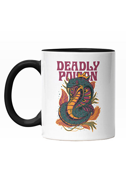 StoryGift Romania Cana Cu Sarpe Cu Colti Lungi Ascutiti Cobra, Coroana Aurie De rege, Text In Engl, Cu Maner Negru