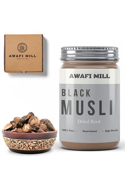AWAFI MILL Black Musli | Kali Musli | Curculigo Orchioides - Bottle of 100 gram / 3.5 Oz