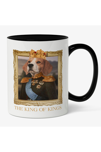 StoryGift Romania Cana Cu Tablou Caine Rege In Costum Cu Medalii Si Coroana D...