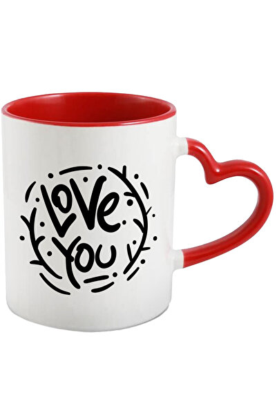 StoryGift Romania Mug With Message In English Love You, I Love You, Circle, B...