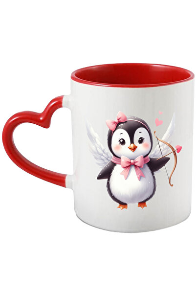 StoryGift Romania Cana cu un pinguin Cupidon | ilustratie | arc cu sageti | i...