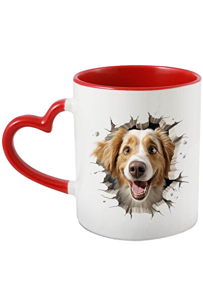 StoryGift Romania Cana cu un caine jucaus care scoate capul printr-un zid dis...