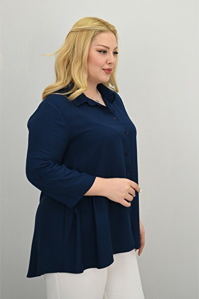 Koza Butik Women's Large Size Ruffle Detailed Shirt 1720-25-1