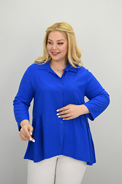 Koza Butik Women's Large Size Ruffle Detailed Shirt 1720-25-1