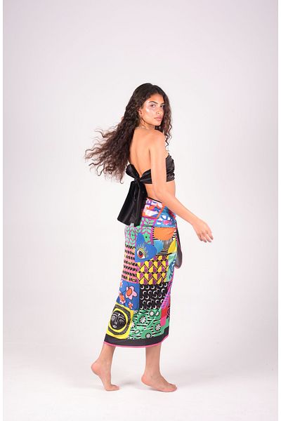 Sukkha Solea Pareo - Unique Pattern for Free Spirits, Silk Satin Fabric - 150X100 cm