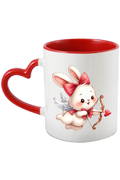 StoryGift Romania Cana cu un iepuras alb Cupidon care trage cu arcul | ilustr...