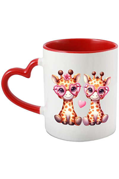 StoryGift Romania Cana cu 2 girafe cu ochelari in forma de inimioare, ilustra...