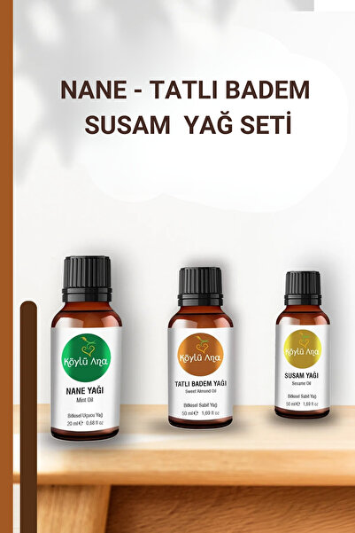 Köylü Ana Nane, Tatlı Badem, Susam Aromatik Yağ Seti - Uçucu 3'lü Yağ Seti