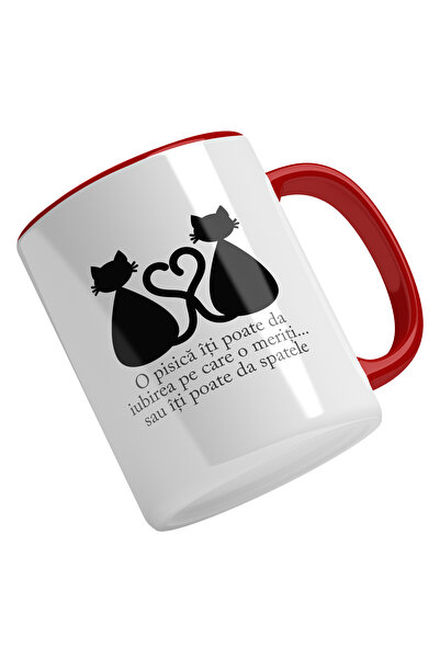 StoryGift Romania Cana Cu Pisici Negre Cozi In Forma De Inima, Text O Pisica ...
