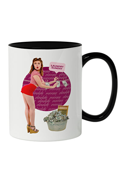 StoryGift Romania Mug With Funny Message Woman Spreads Banknotes On Wire To D...