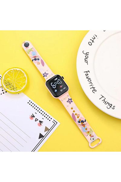 Choice Angel Disney's new Stitch cartoon color printed student LED electronic watch fashionable printed squ