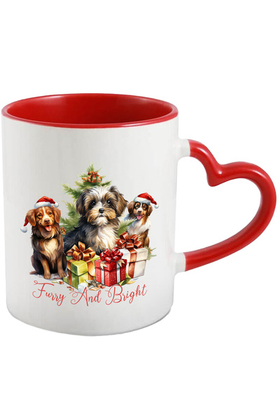 StoryGift Romania Cana cu catelusi cu mesajul "Furry and Bright", Craciun fer...